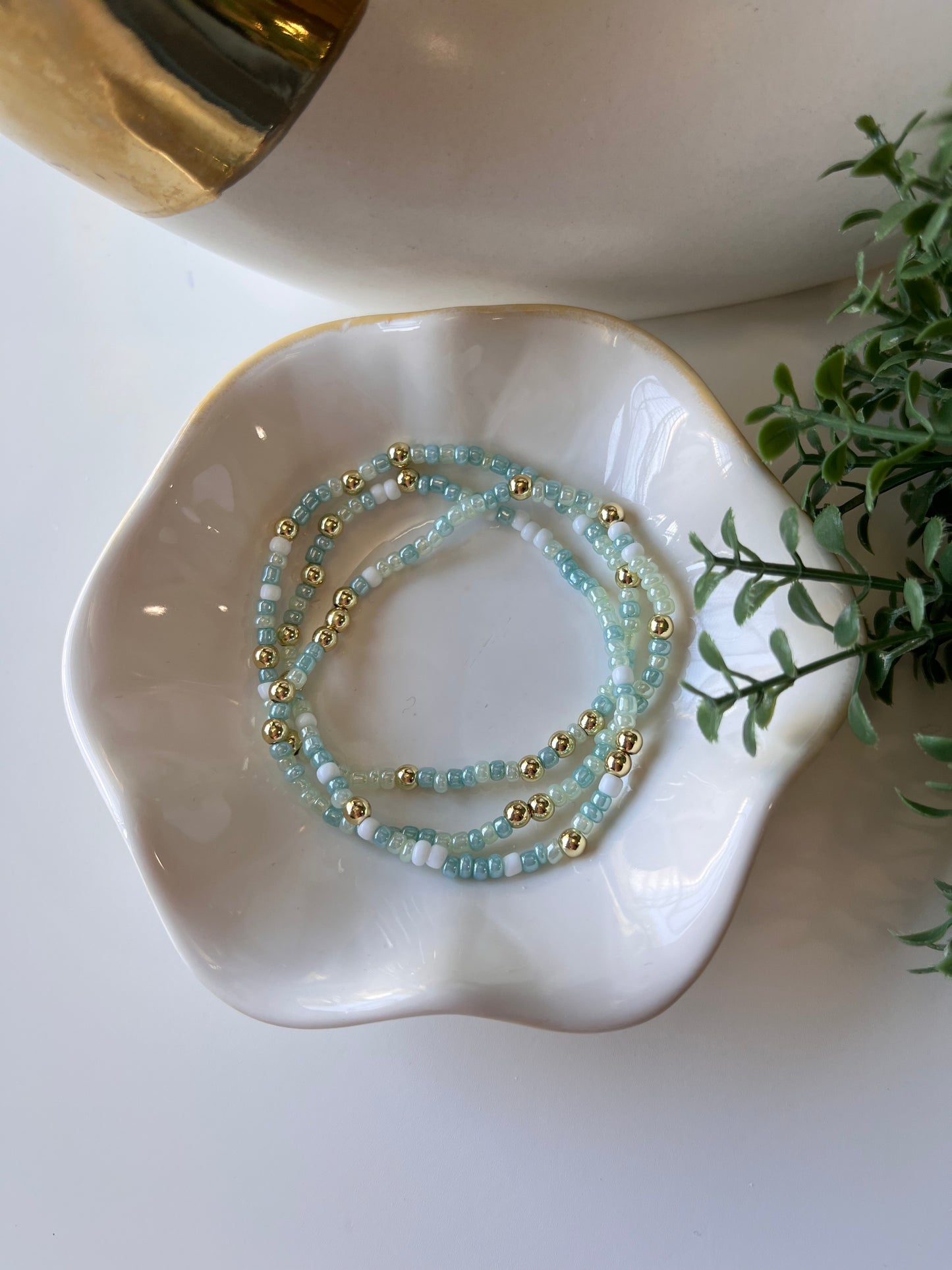 Sea-foam Seed Bead Bracelet