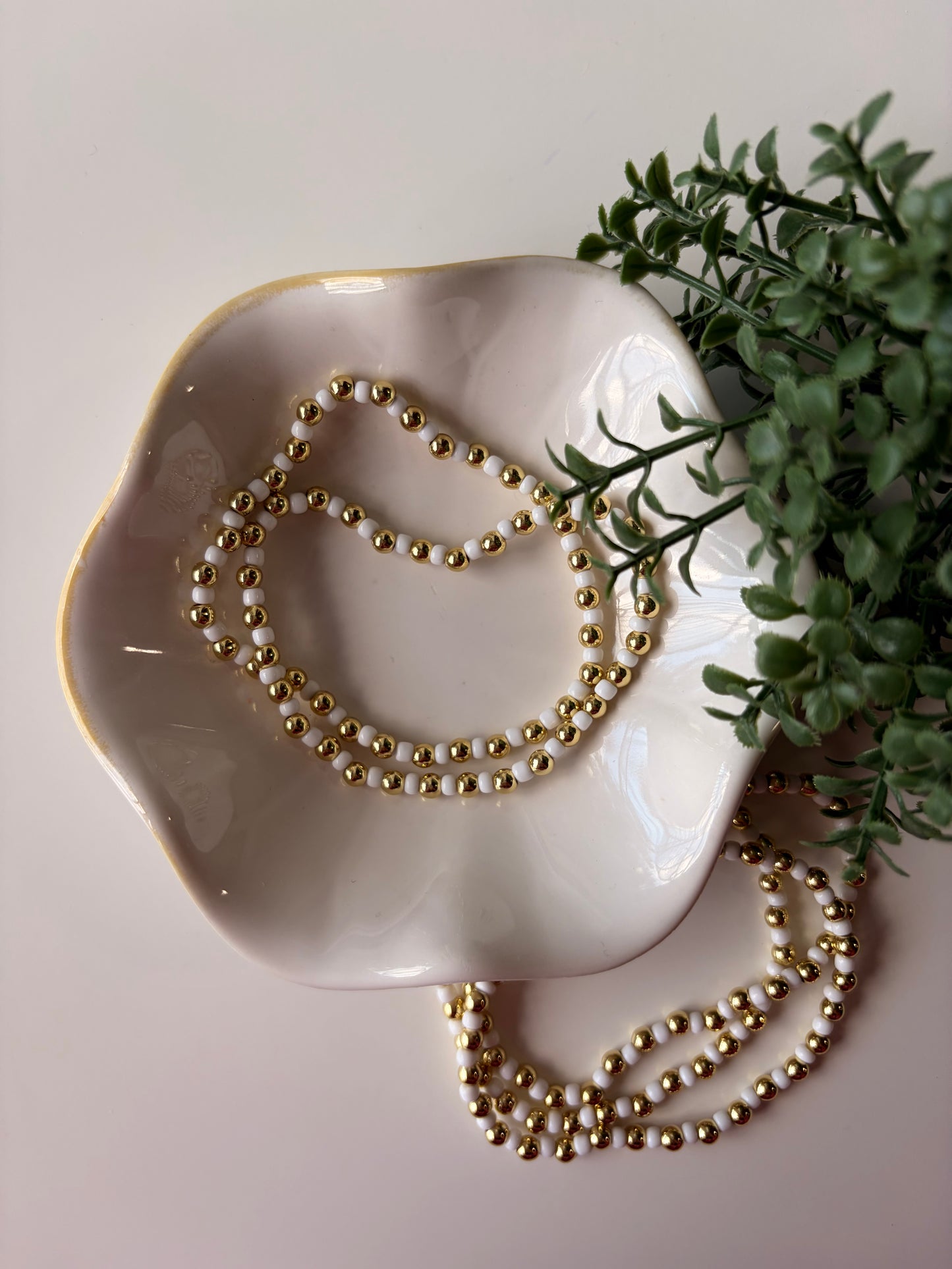 Gold and White Checkered Bracelet