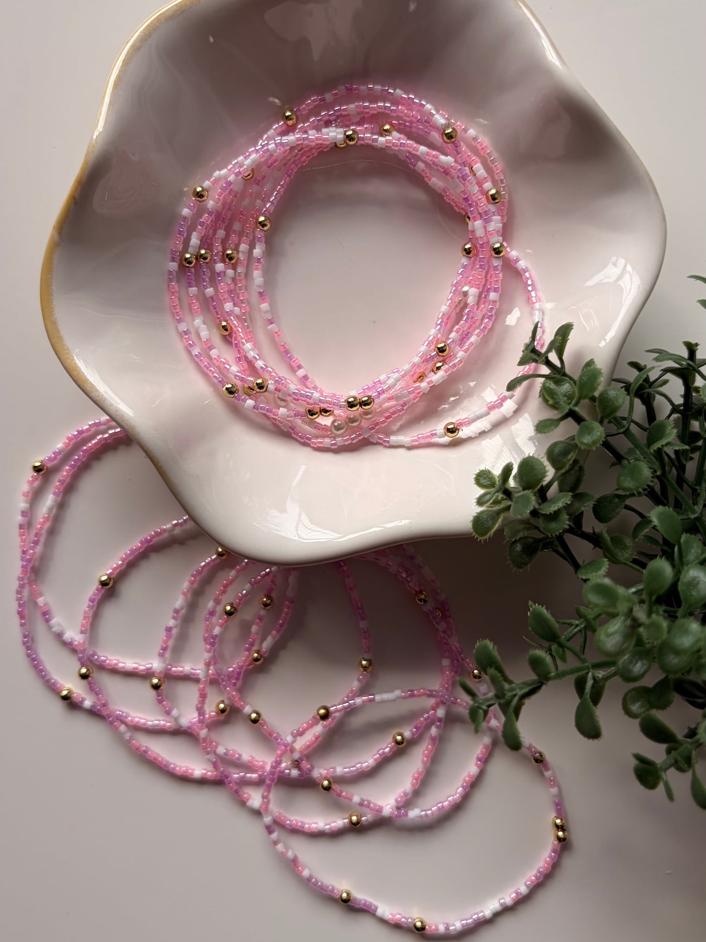 Orchid Glow Dainty Seed Bead Bracelet