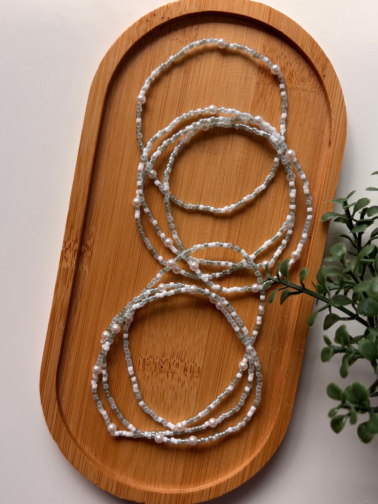 Coastal Pearl Dainty Seed Bead Bracelet