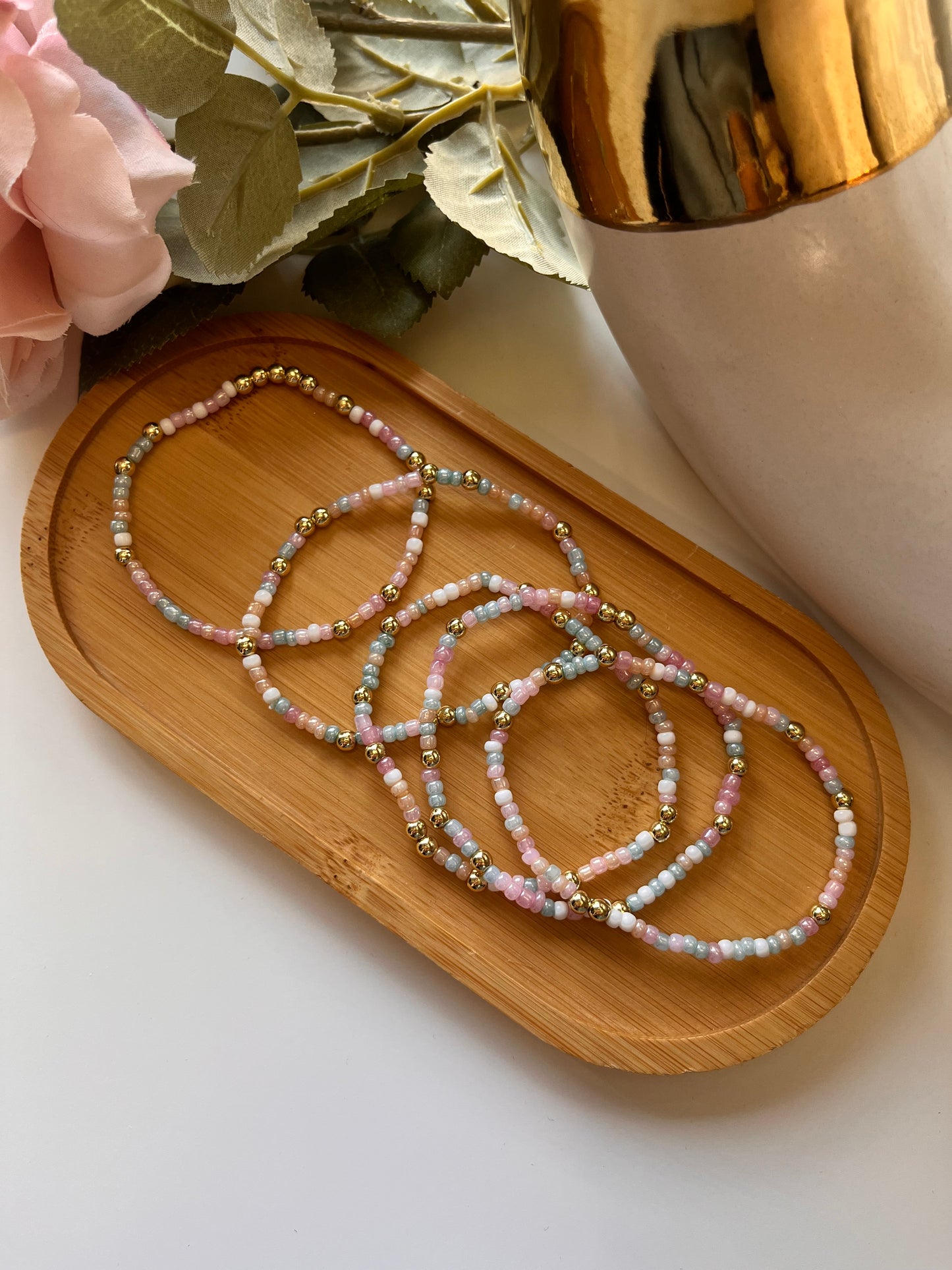 Coral Breeze Seed Bead Bracelet