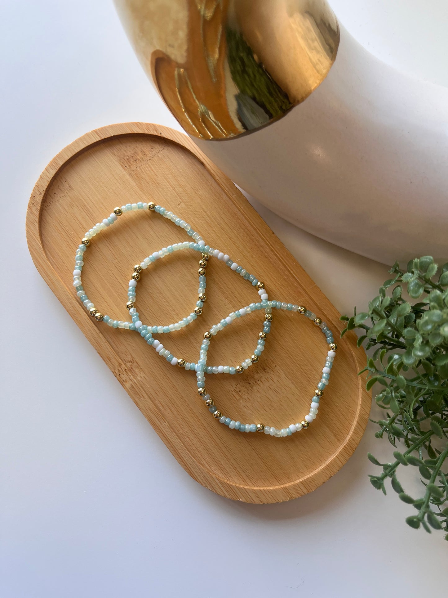 Sea-foam Seed Bead Bracelet