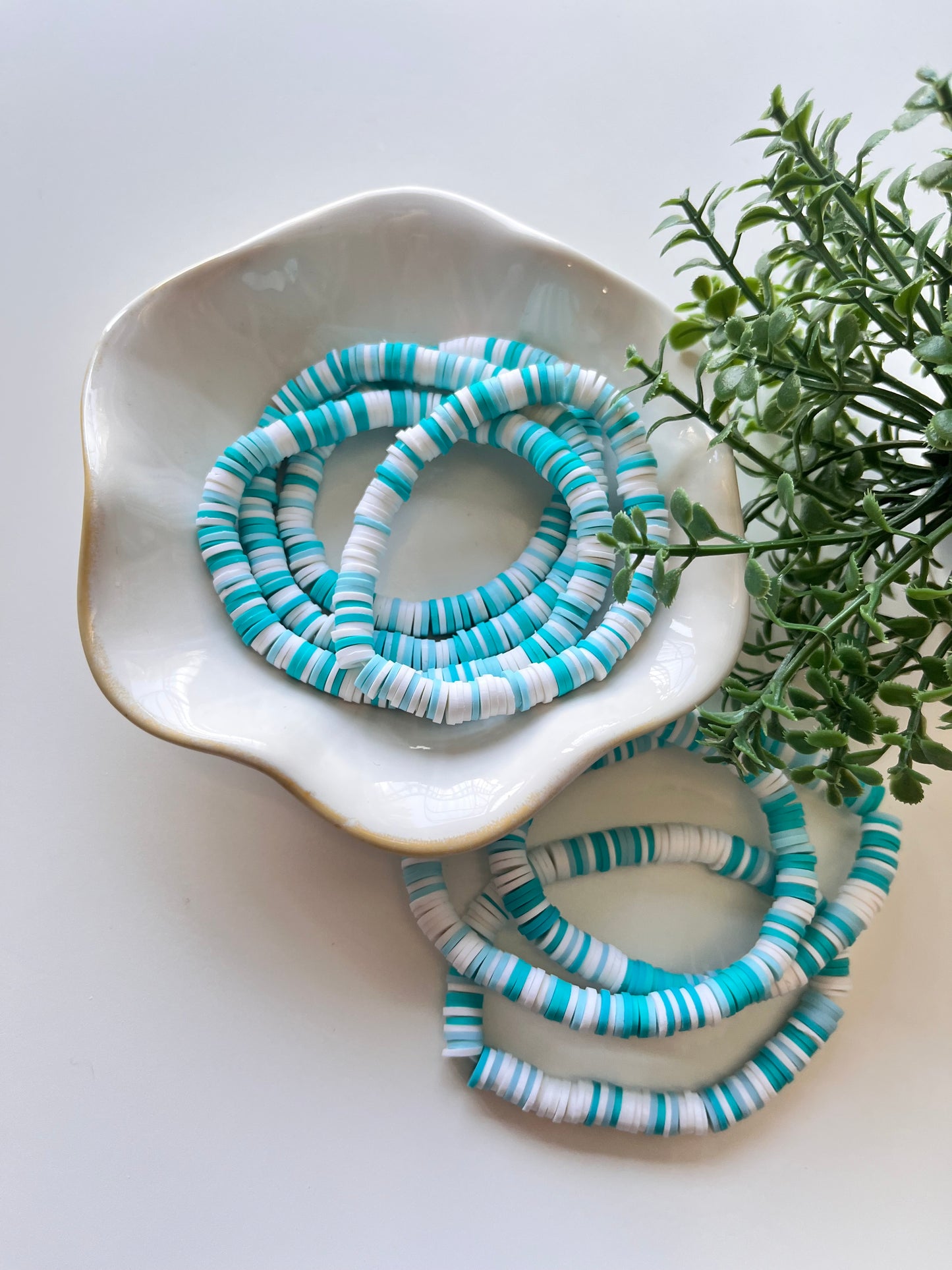 Teal Burst Clay Bead Bracelet