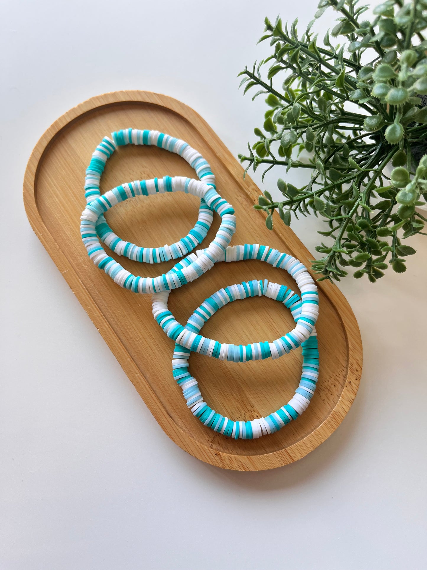 Teal Burst Clay Bead Bracelet