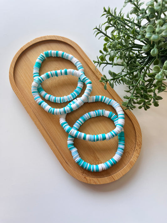 Teal Burst Clay Bead Bracelet