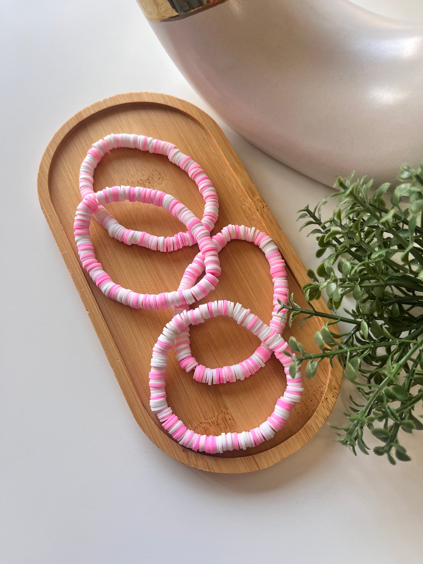 Pink Burst Clay Bead Bracelet