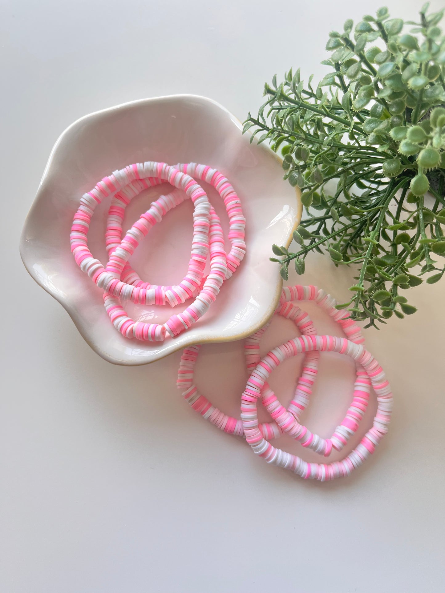 Pink Burst Clay Bead Bracelet