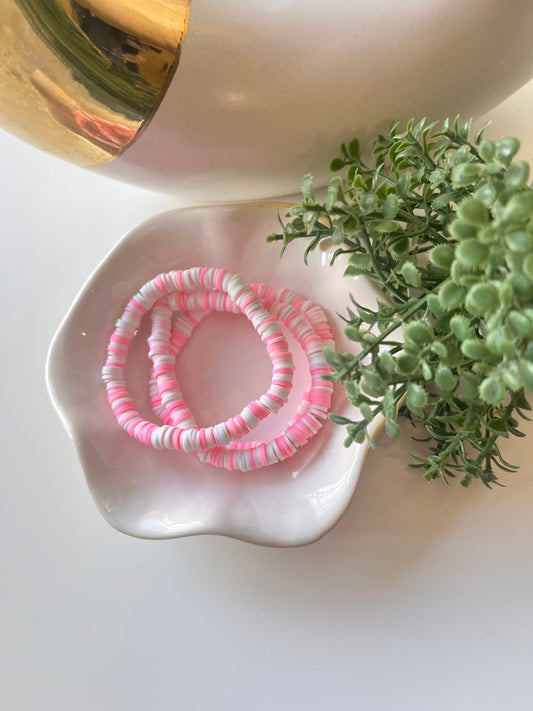 Pink Burst Clay Bead Bracelet