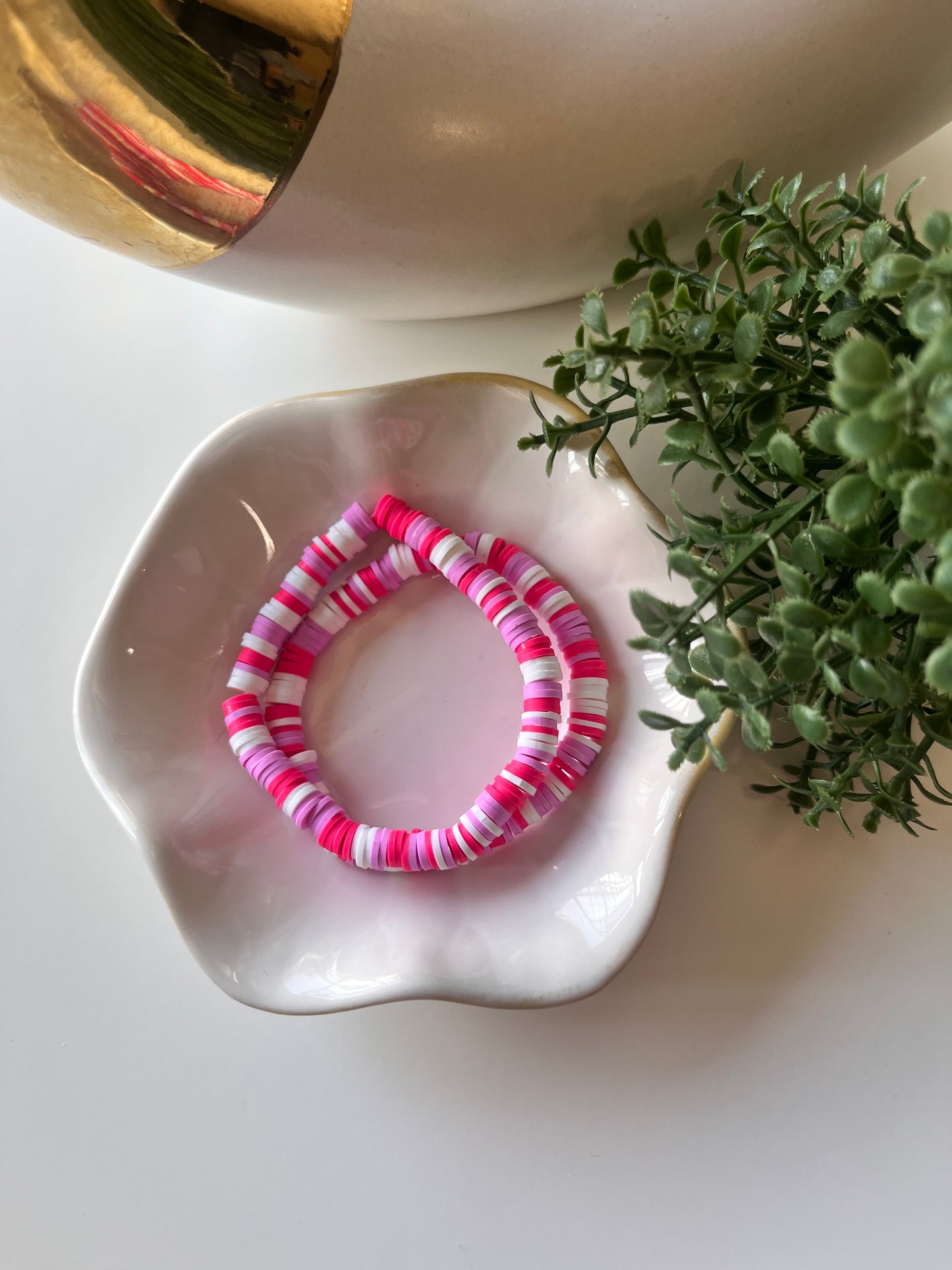 Lavender Berry Clay Bead Bracelet