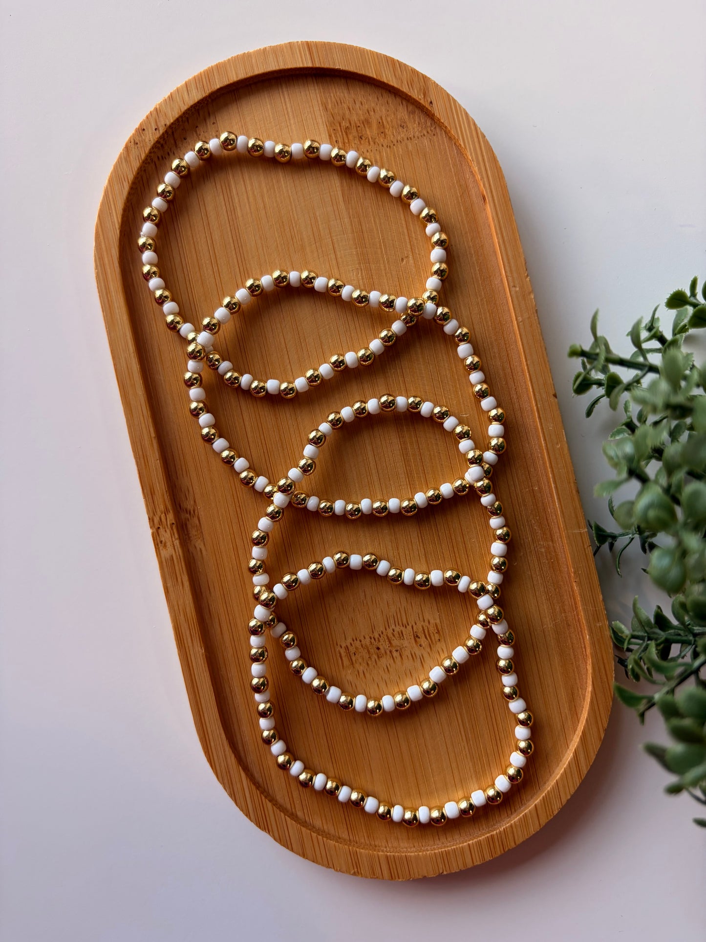 Gold and White Checkered Bracelet