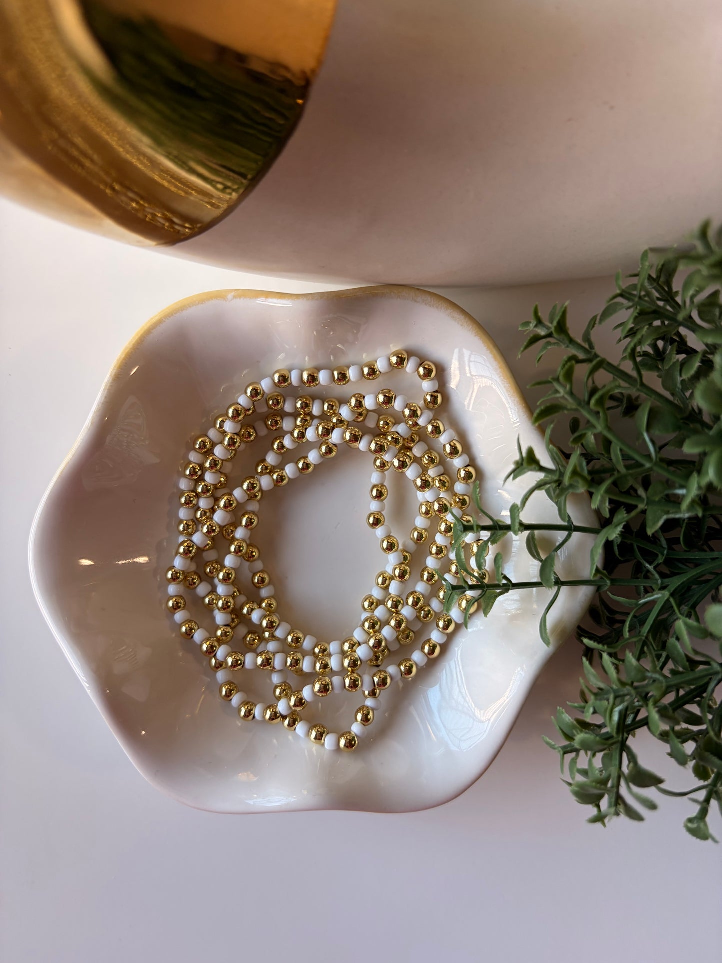 Gold and White Checkered Bracelet