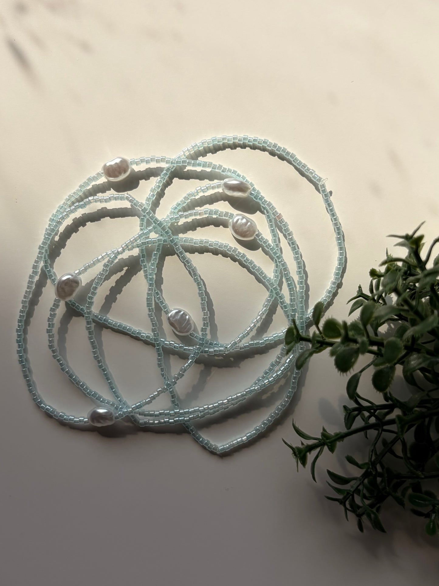 Baby Blue Bliss Dainty Seed Bead Bracelet