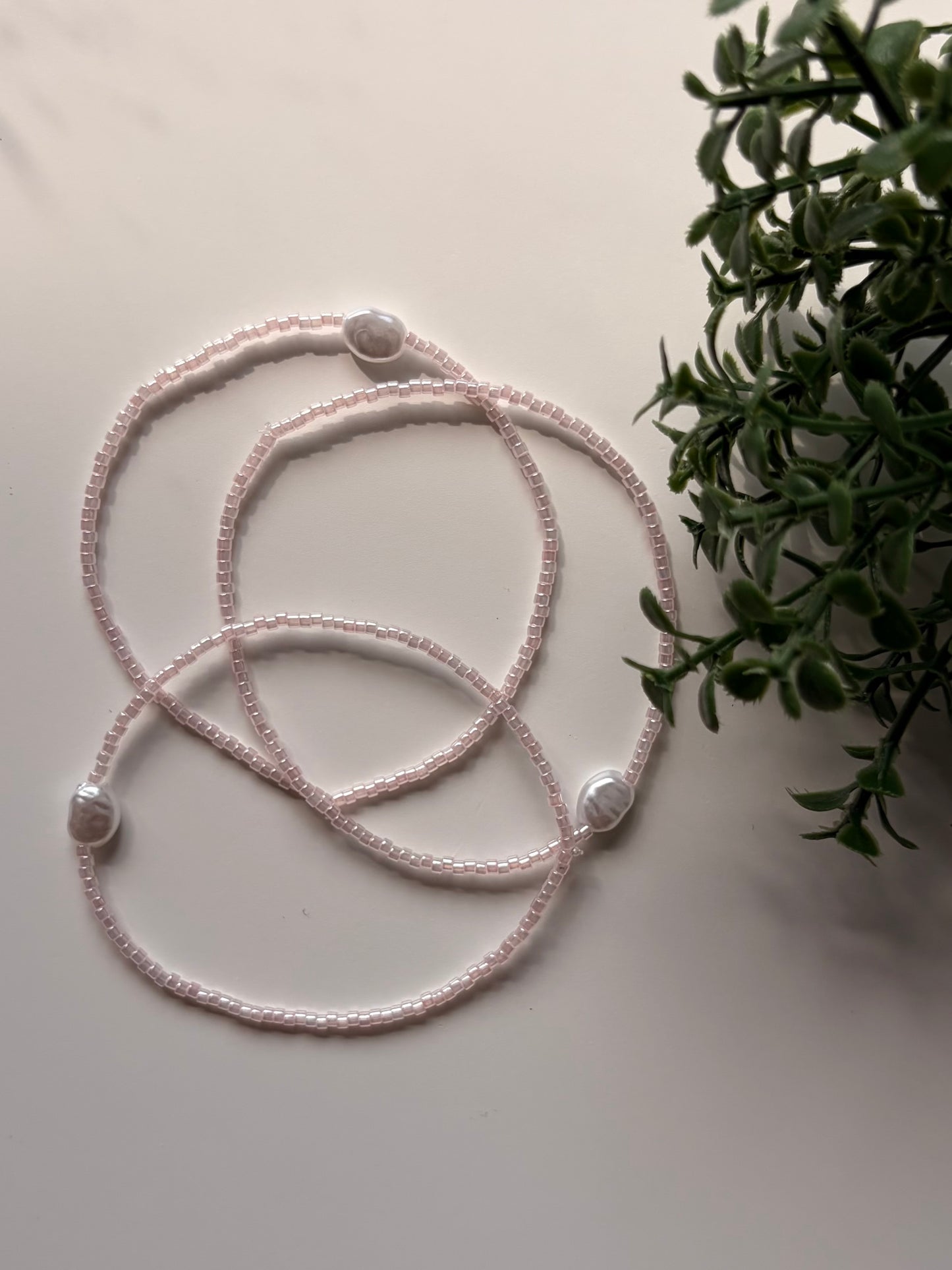 Soft Pink Bliss Dainty Seed Bead Bracelet