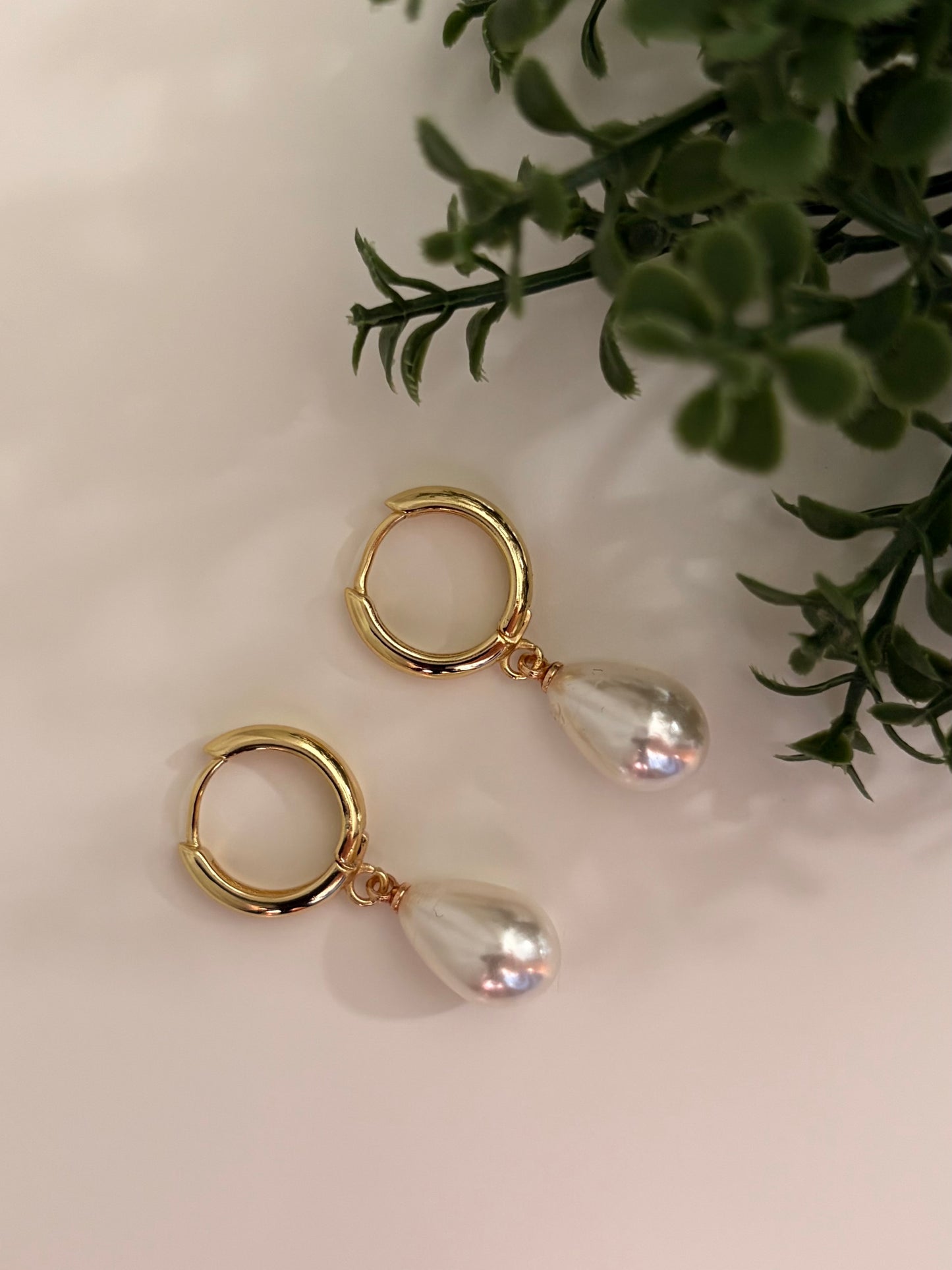 Gold Pearl Drop Earrings