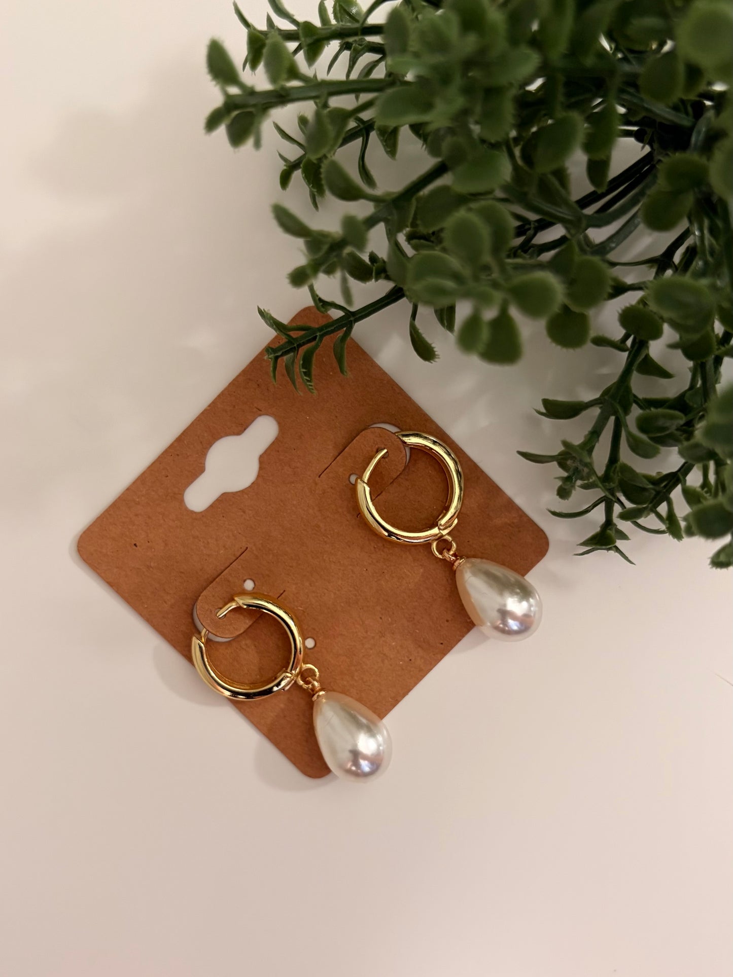 Gold Pearl Drop Earrings