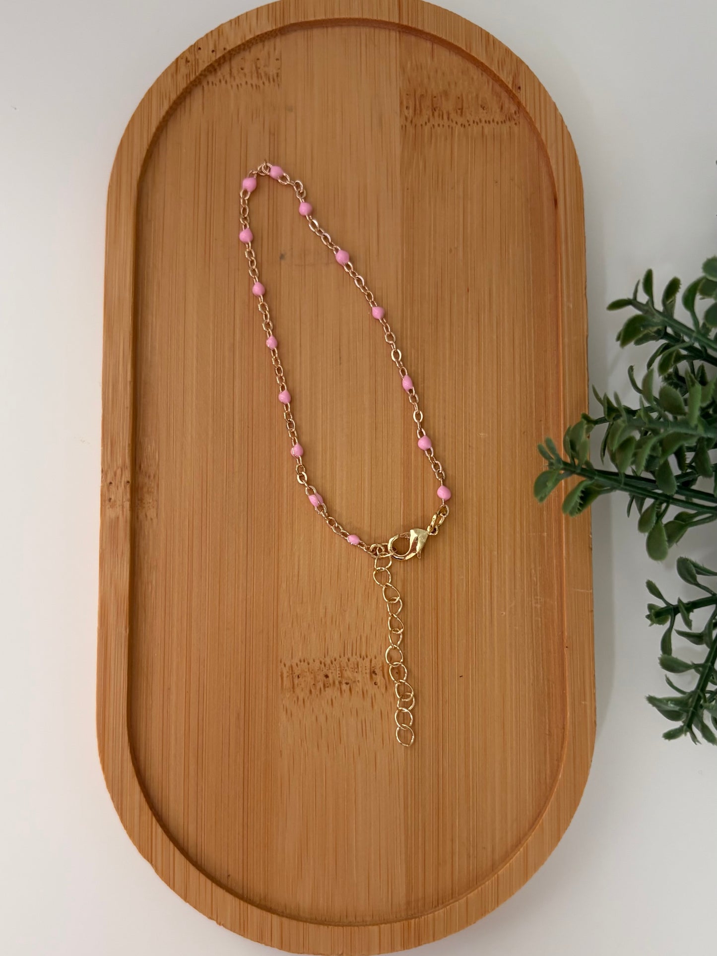 Pink Dainty Chained Bracelet