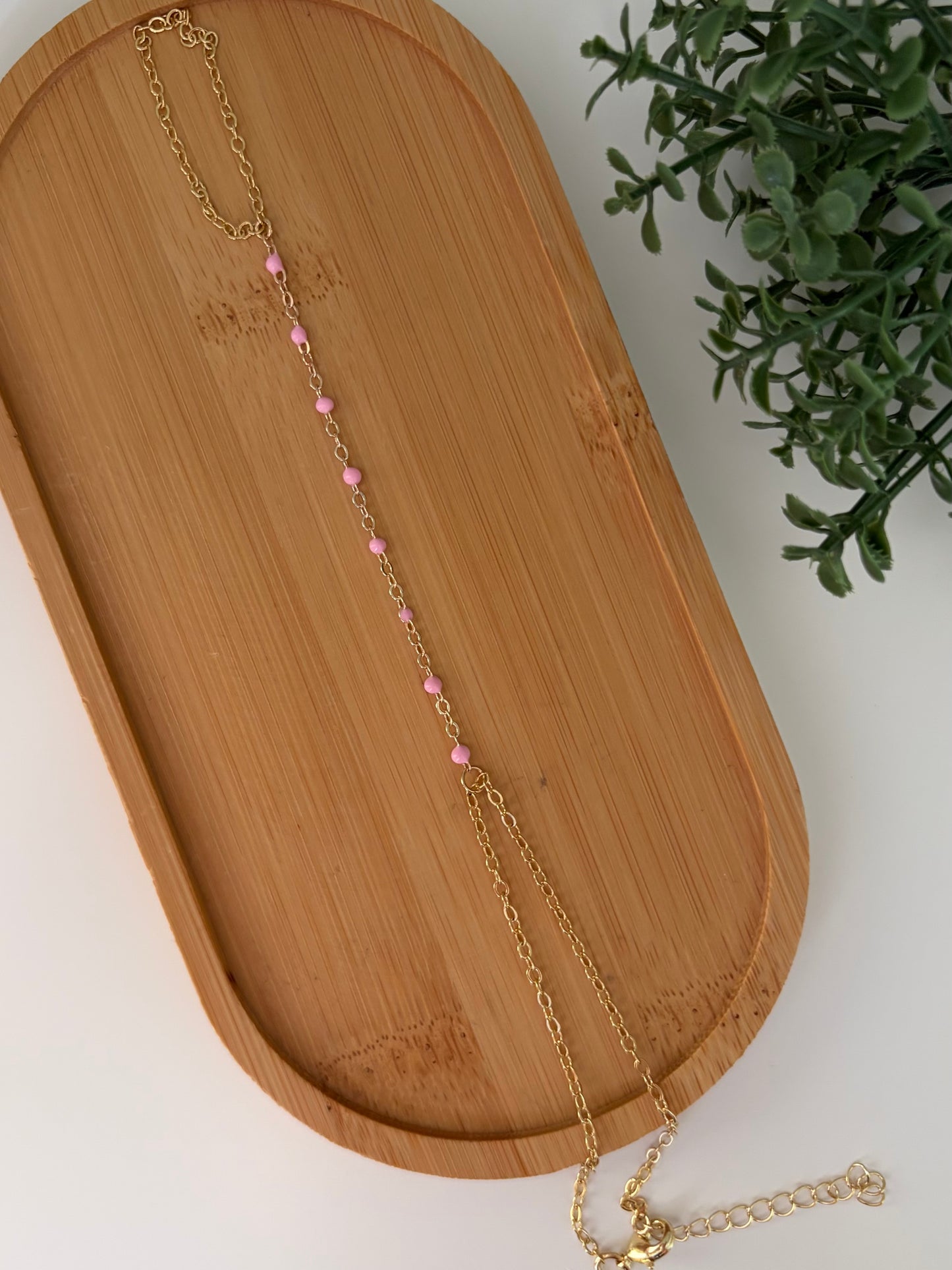 Pink Dainty Hand Chain