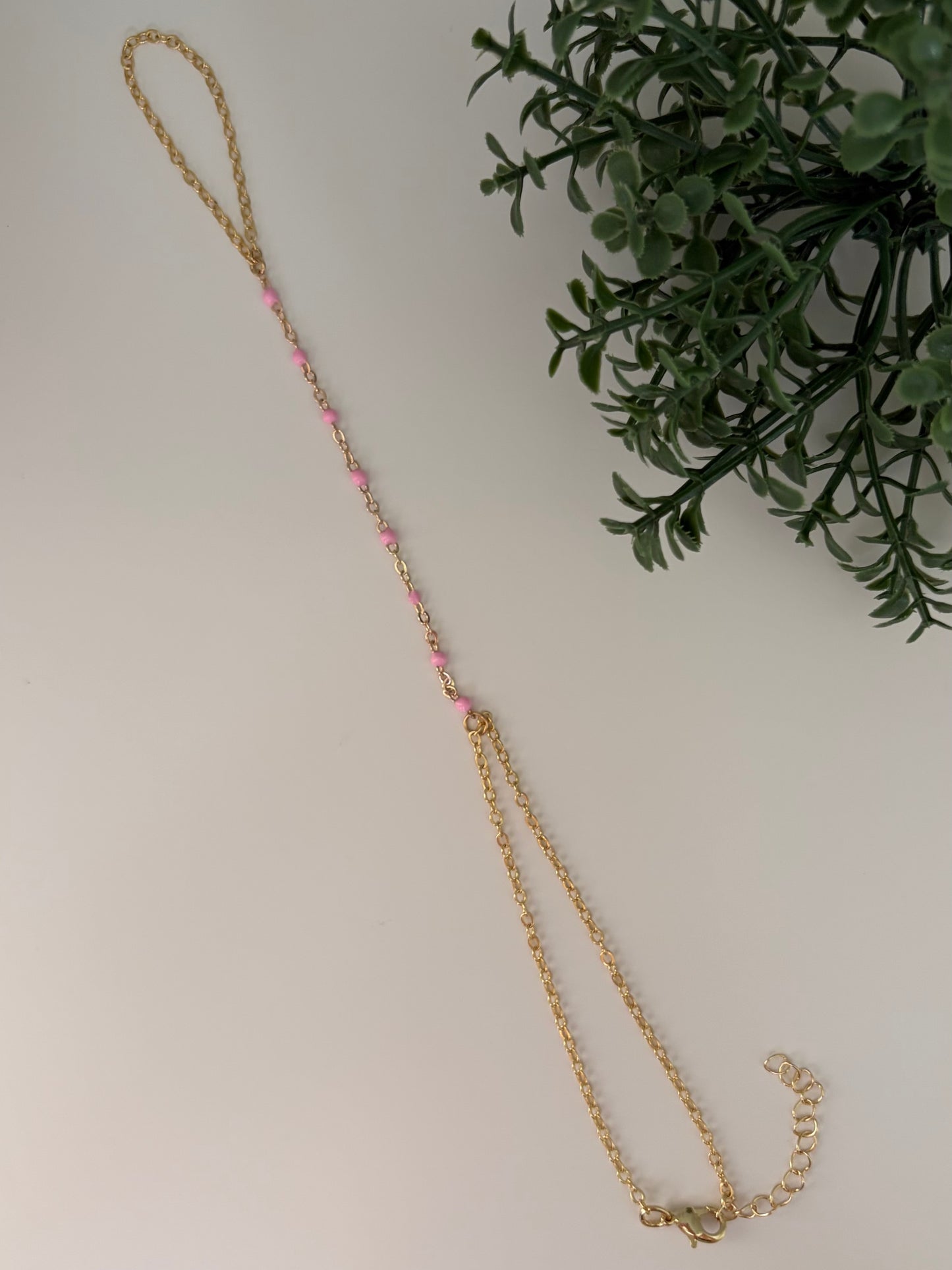 Pink Dainty Hand Chain