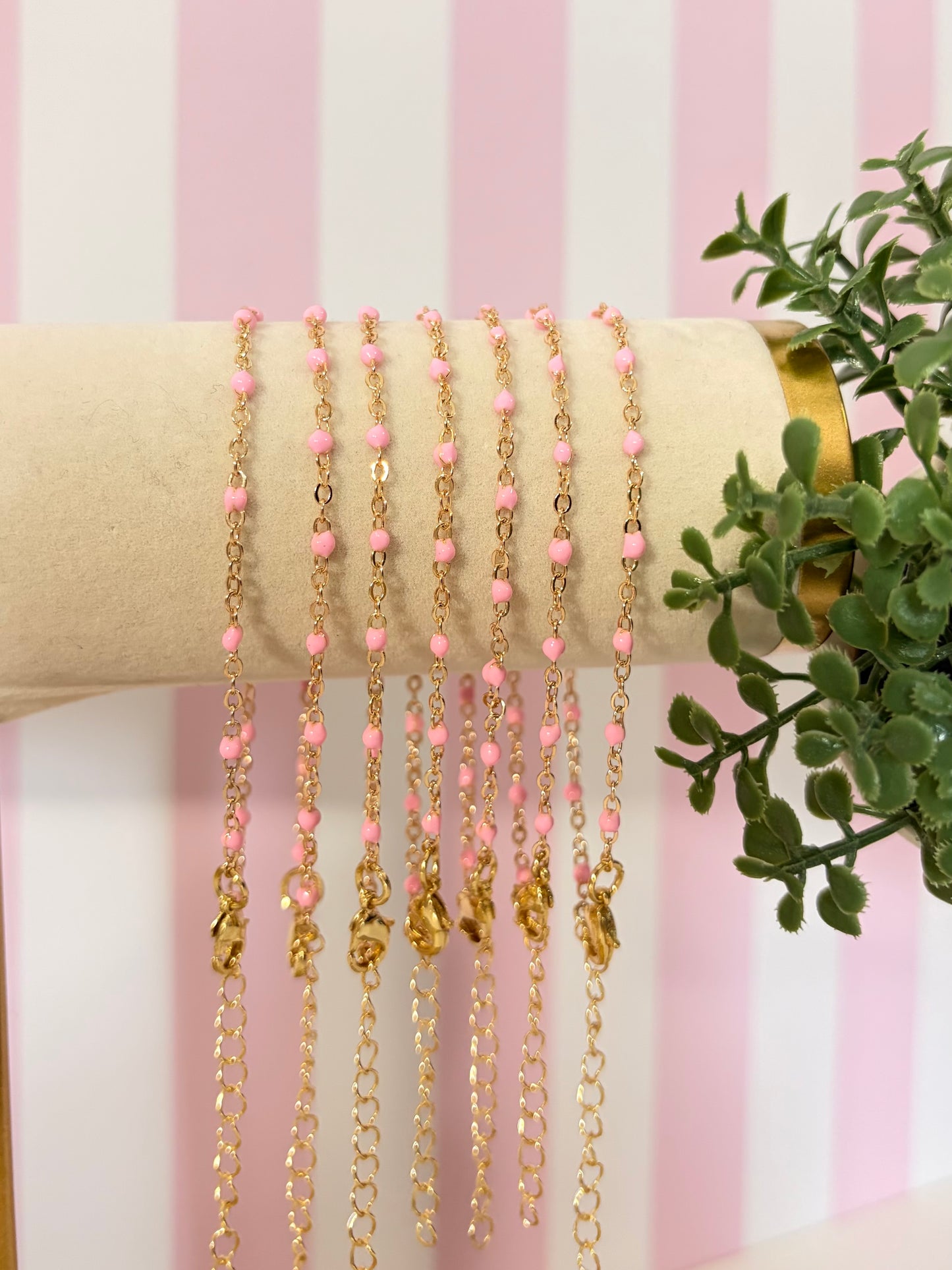 Pink Dainty Chained Bracelet