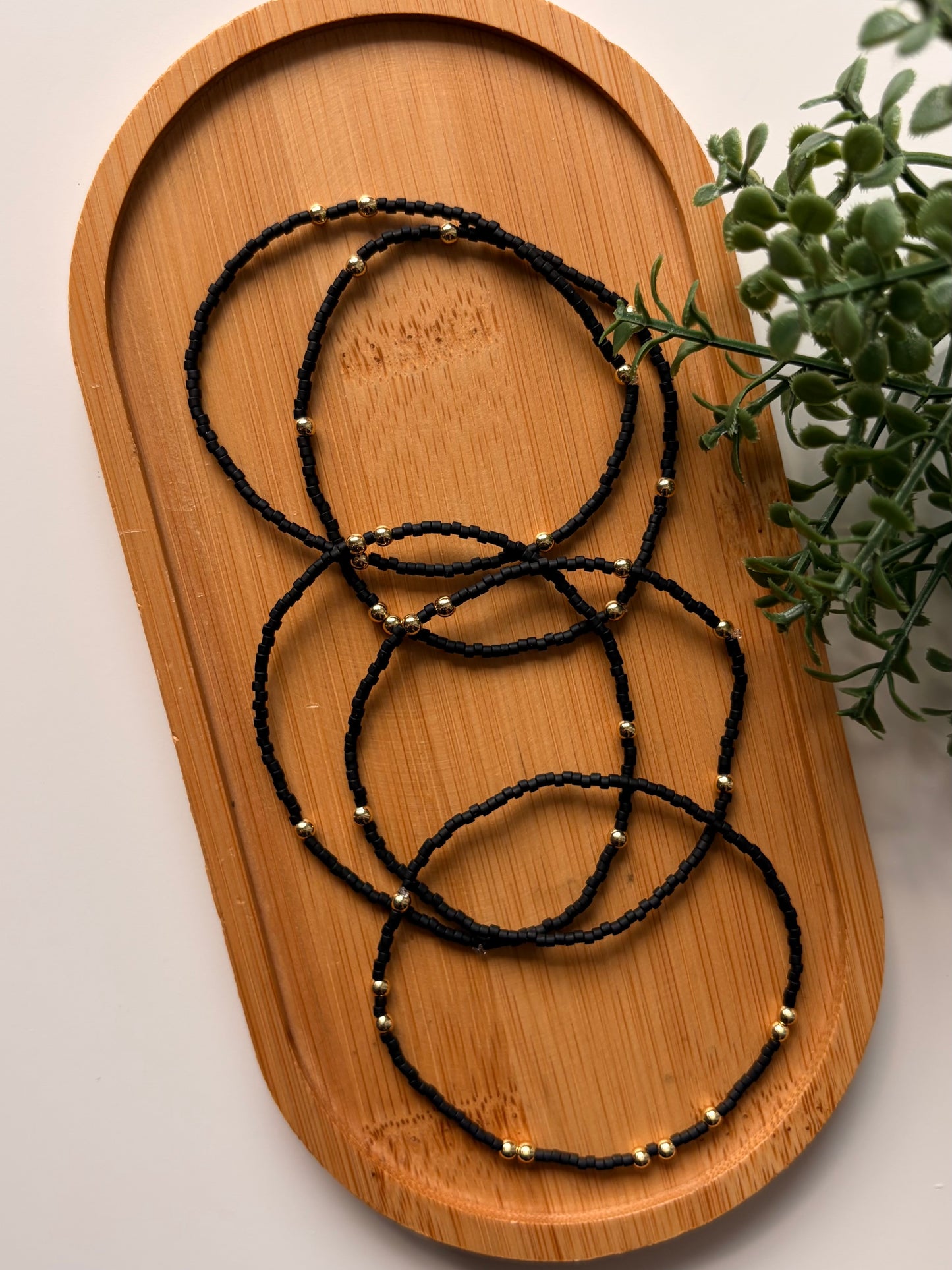 Midnight Stars Dainty Seed Bead Bracelet