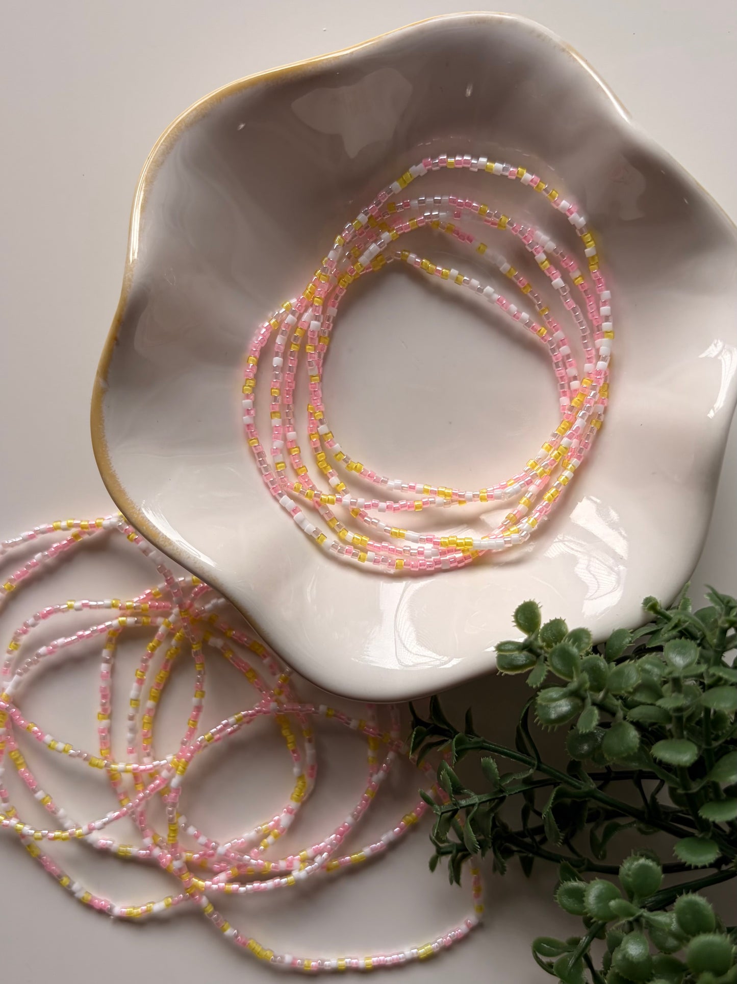 Pink Lemonade Dainty Seed Bead Bracelet
