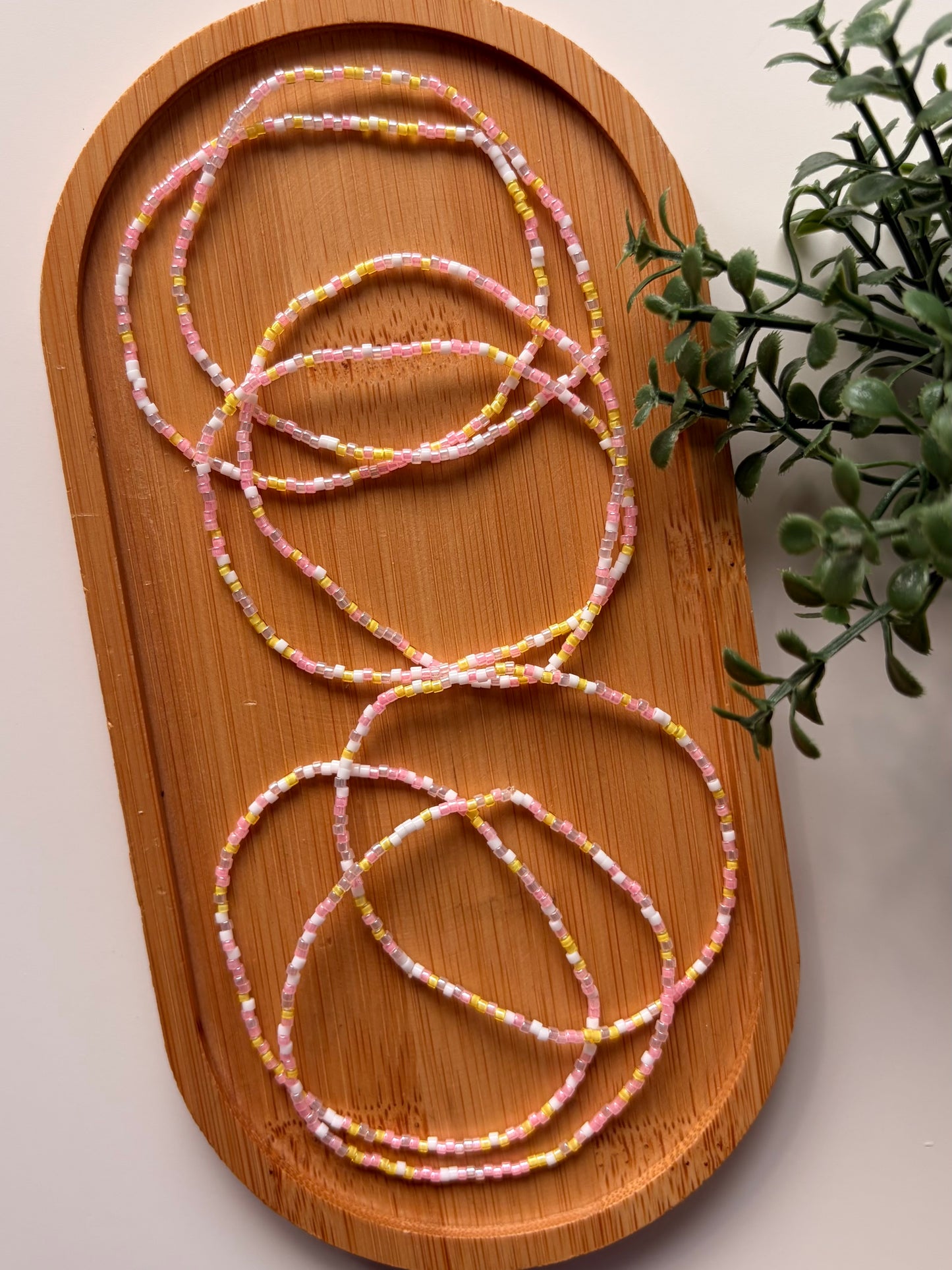 Pink Lemonade Dainty Seed Bead Bracelet