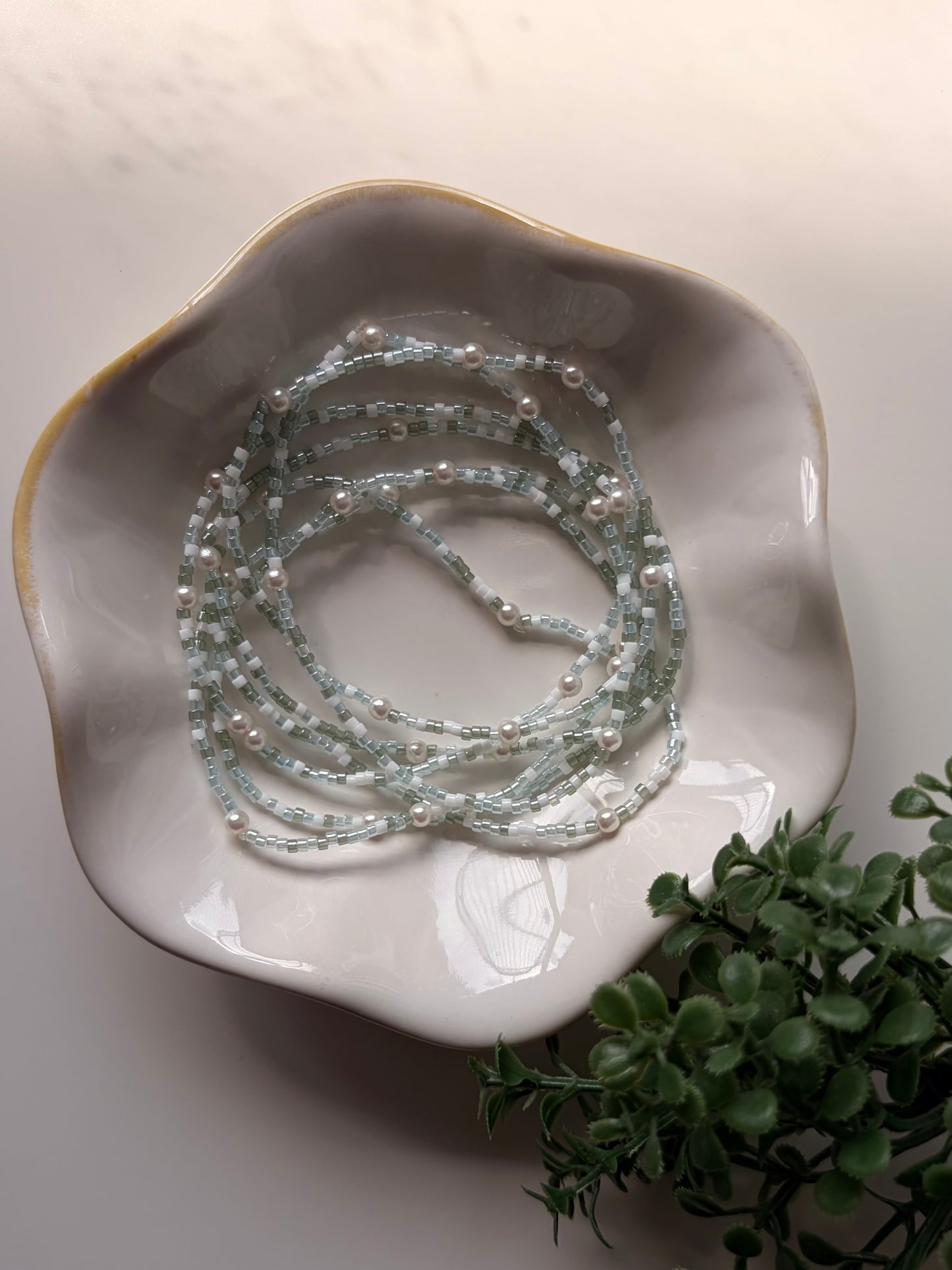 Coastal Pearl Dainty Seed Bead Bracelet