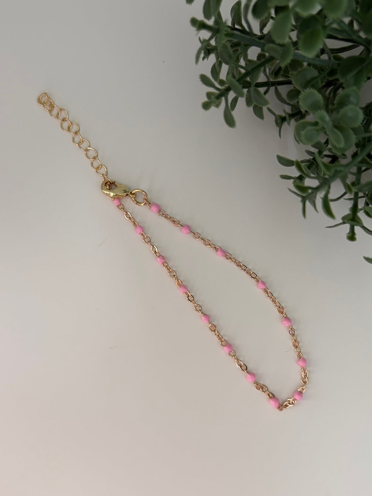 Pink Dainty Chained Bracelet